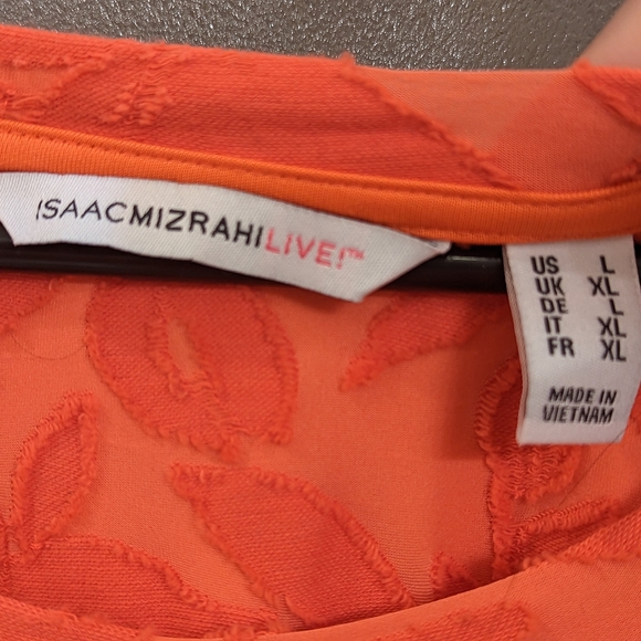 Isaac Mizrahi Orange/Coral Shift Mini Dress Sz Large - Picture 3 of 5